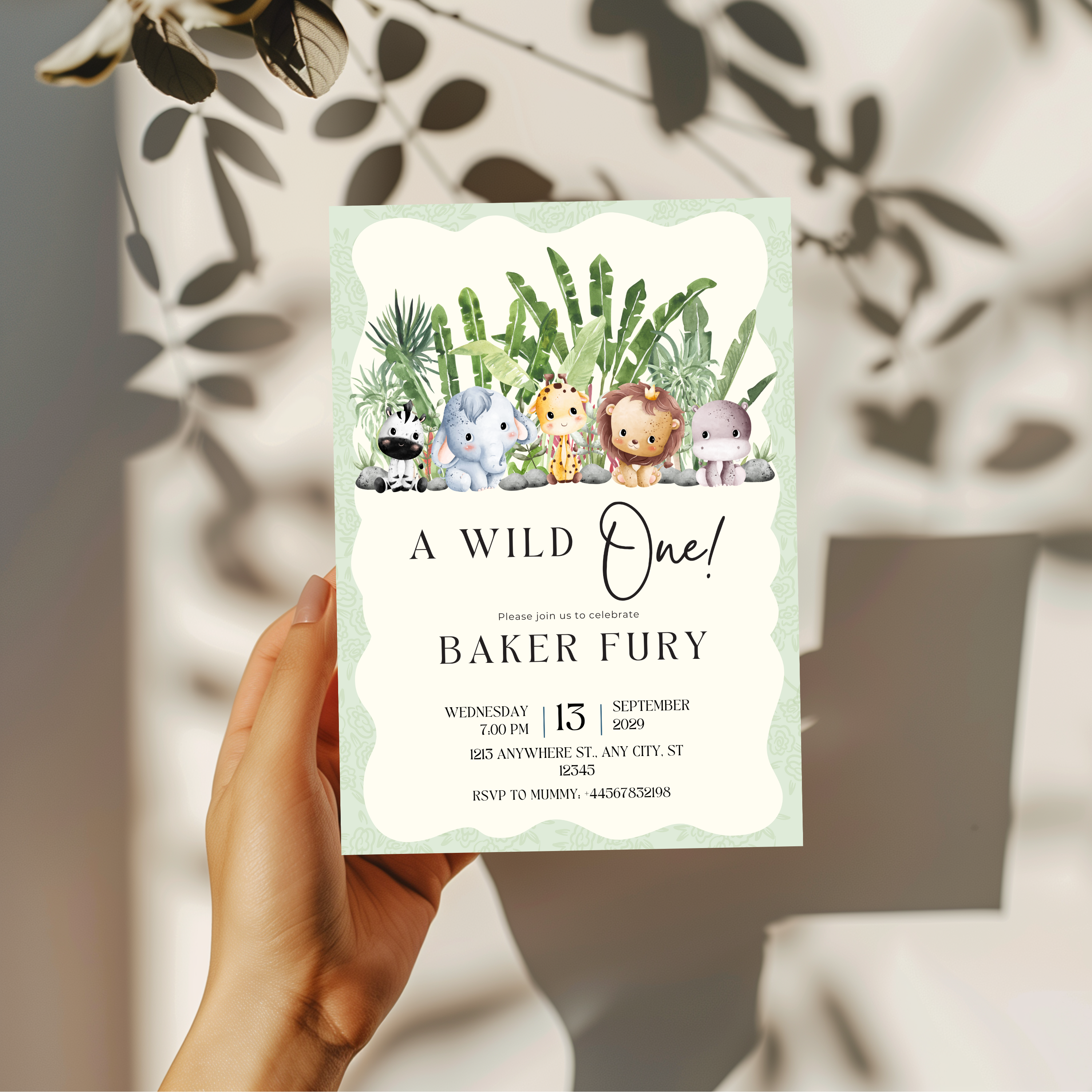 Baker - Wild One Safari Birthday Invitation