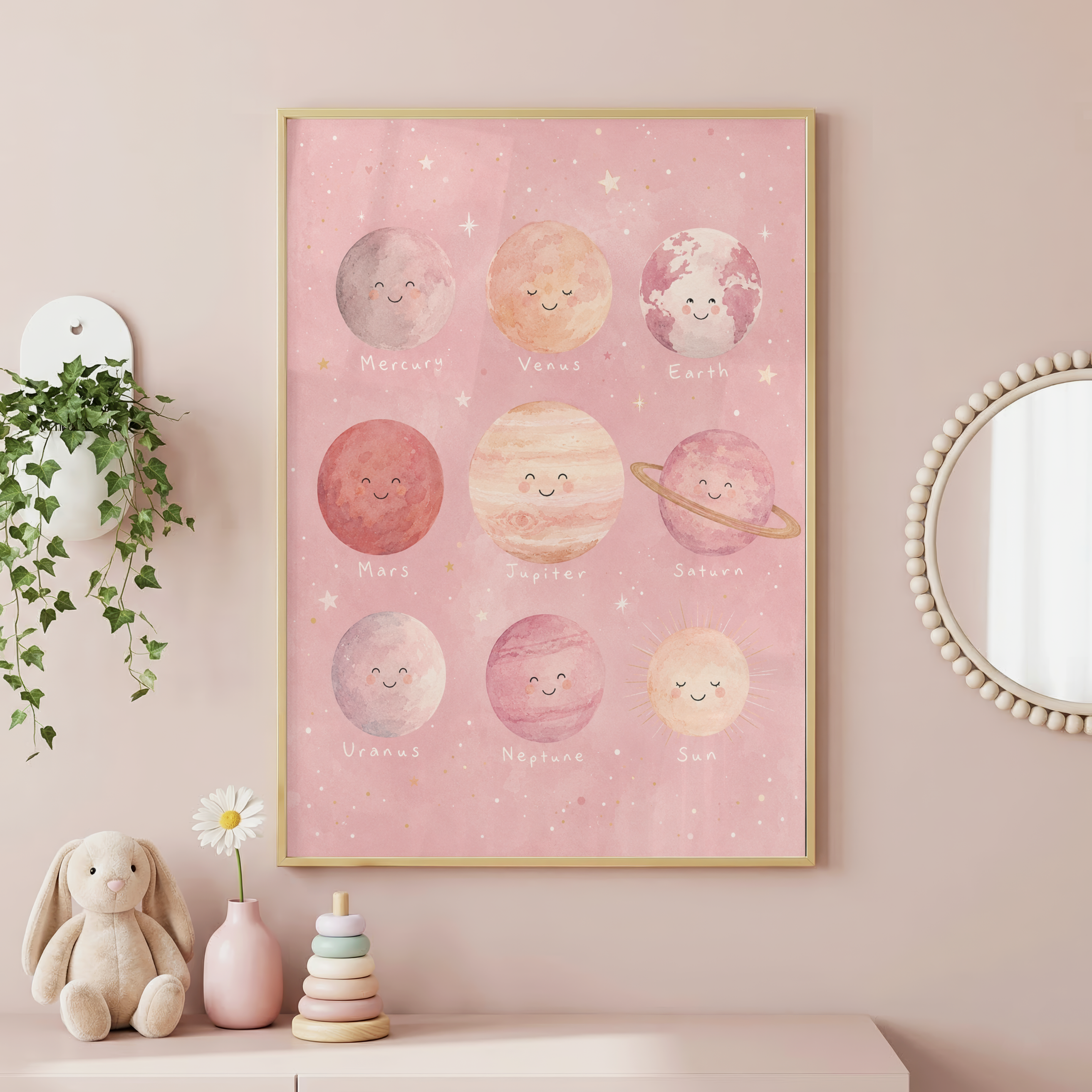 Girls Solar System Print | Educational Astronomy Poster