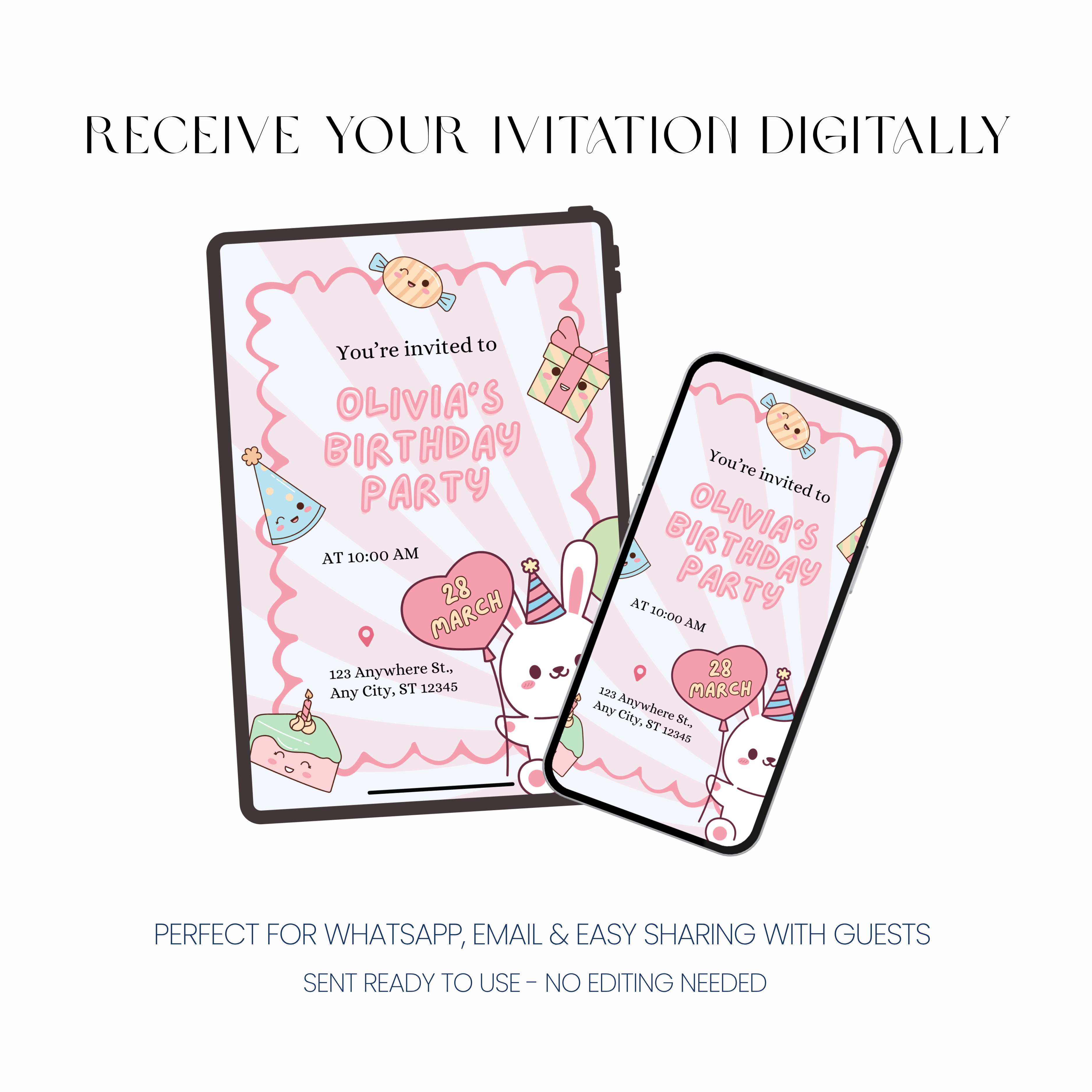 Bunny - Kids Birthday Invitation