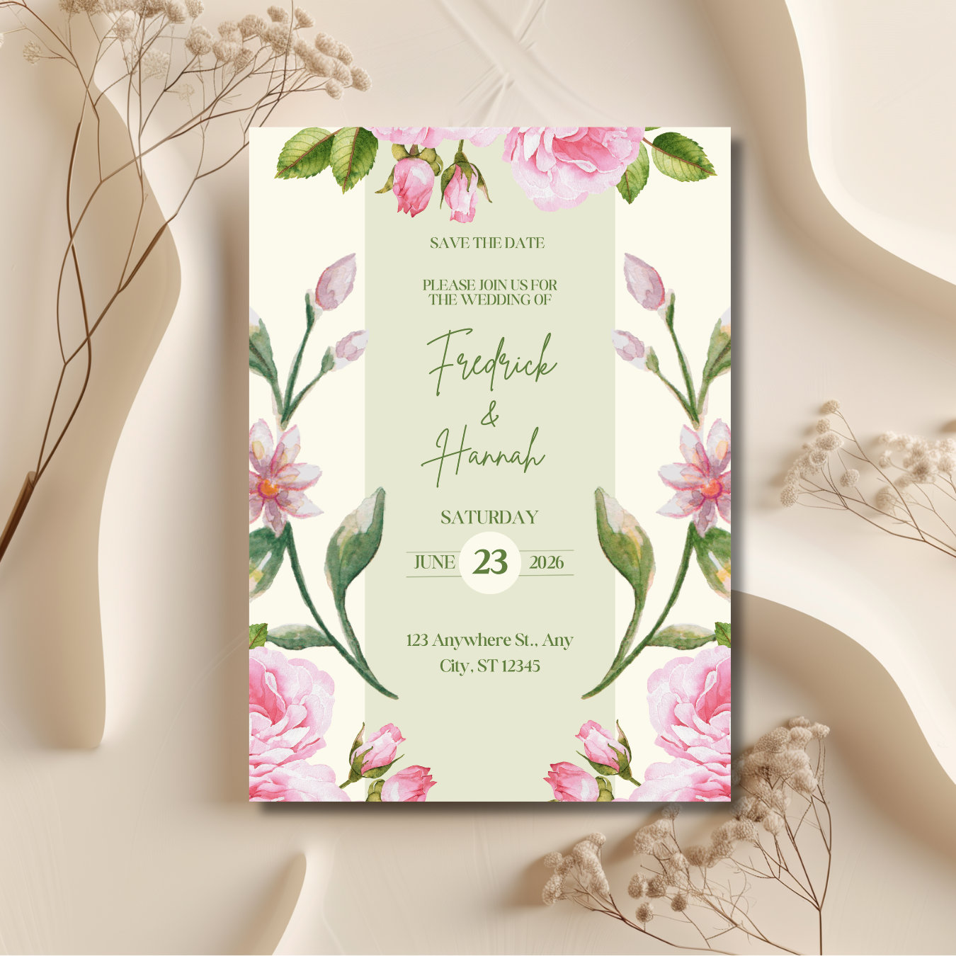 Sage - Floral Wedding Invitation