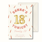 Sanna - Gold Balloon 18th Birthday Invitation