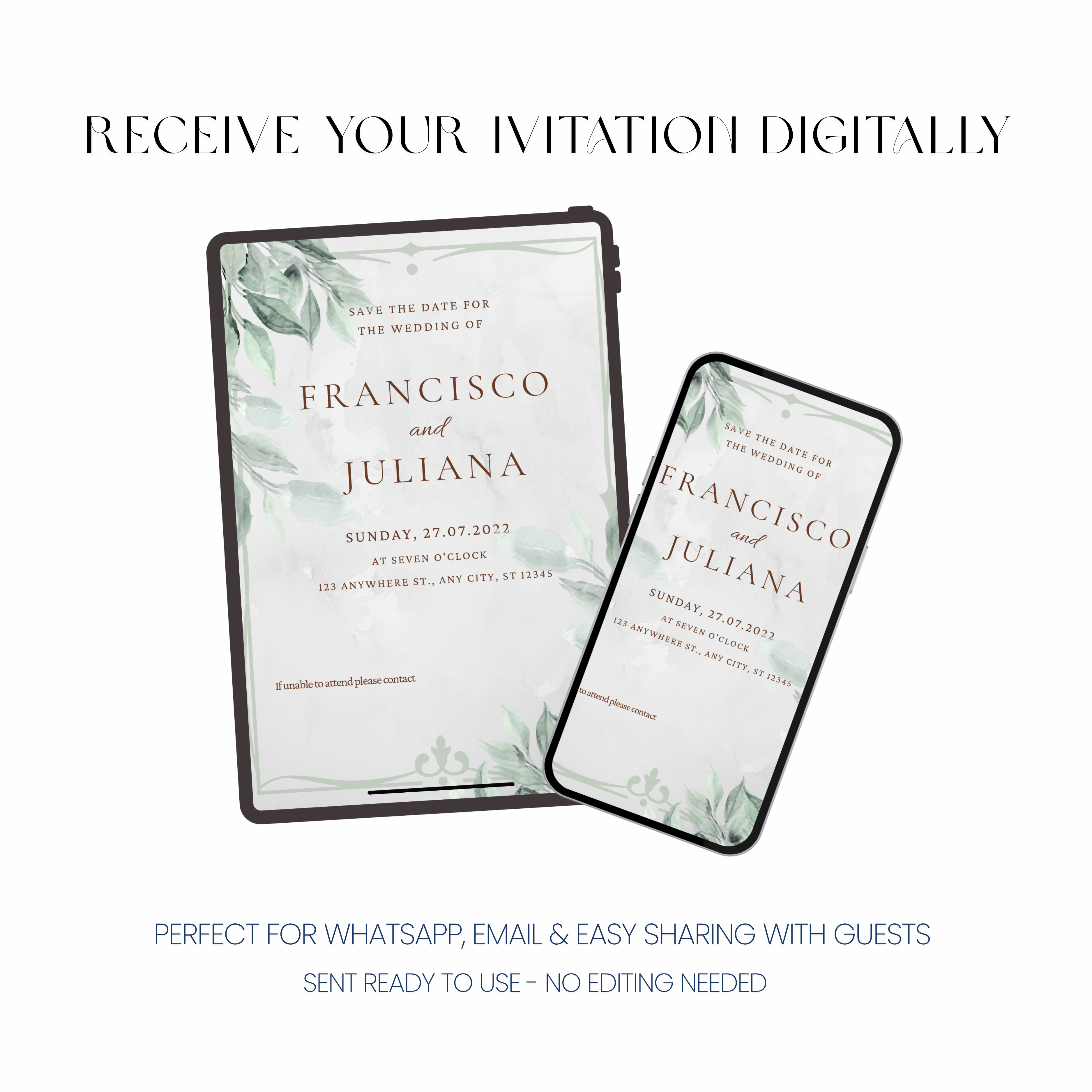 Olive - Greenery Wedding Invitation