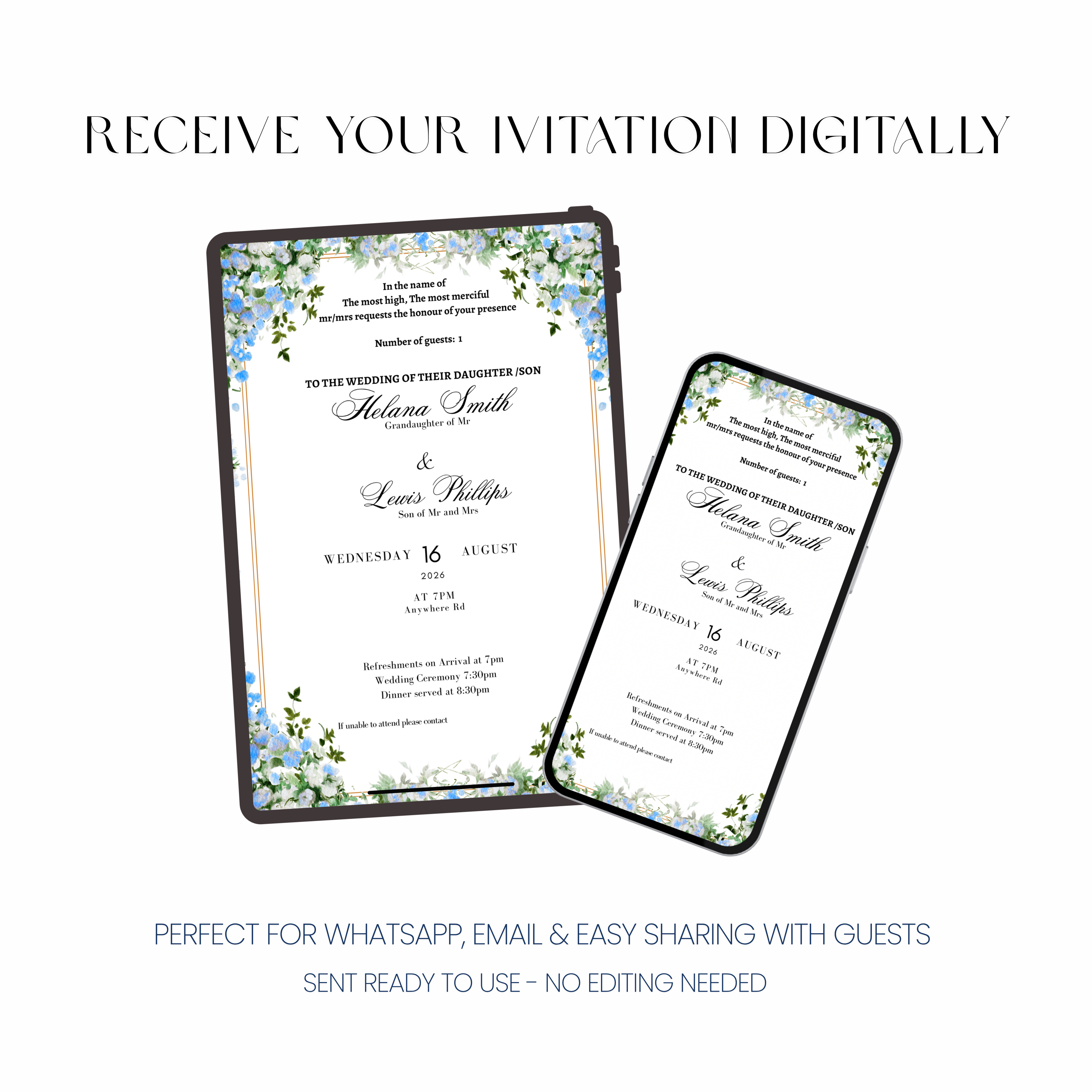 Azure - Blue Nikah Invitation