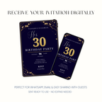 Elara – Navy & Gold 30th Birthday Invitation