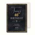 Noir – Luxury Black & Gold 40th Birthday Invitation