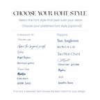 Font style selection menu with various font options on a white background