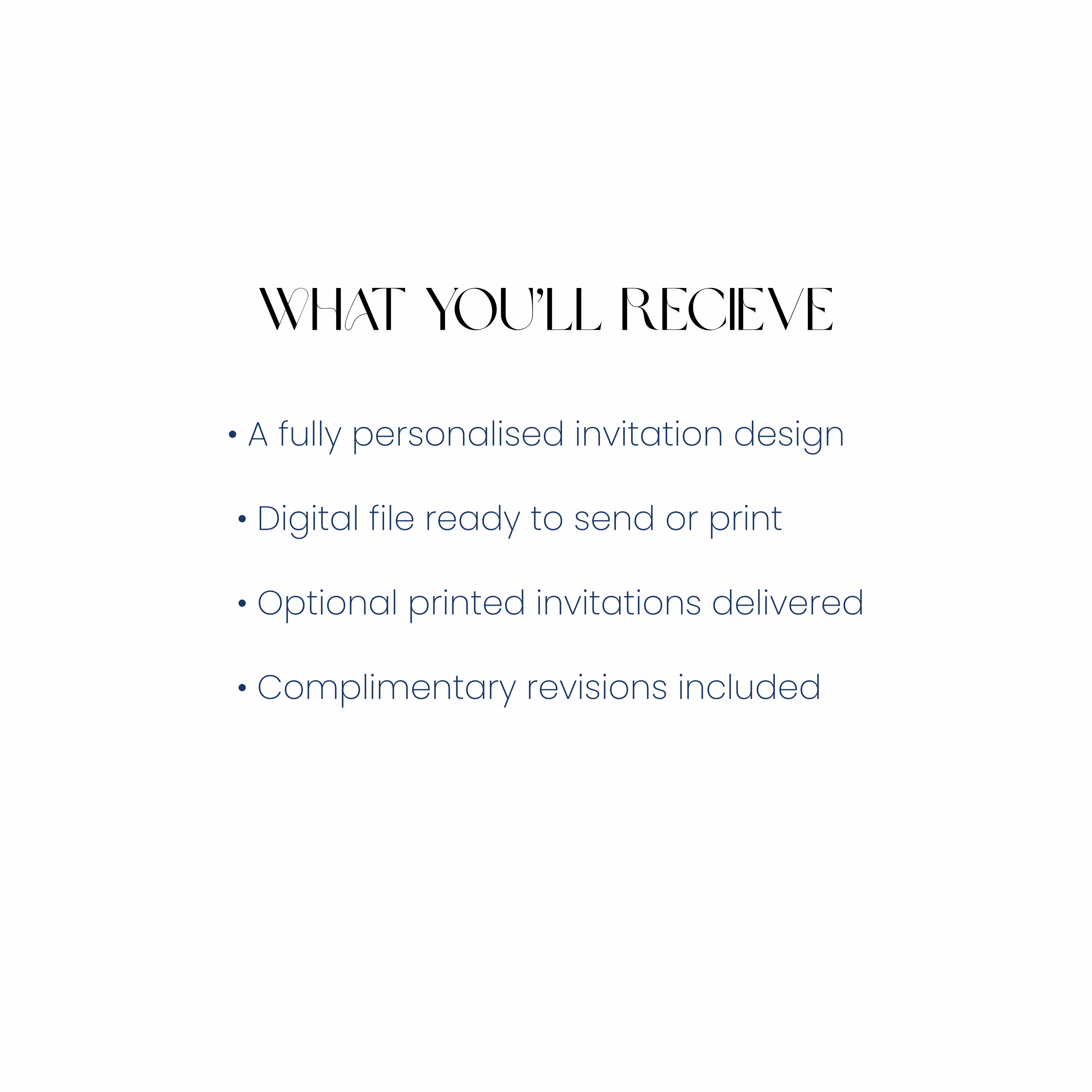 Text listing items included in a service on a white background