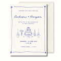 Blue Toile Wedding Invitation, Vintage Wedding Invite, Personalised Invitation