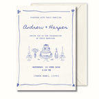 Blue Toile Wedding Invitation, Vintage Wedding Invite, Personalised Invitation