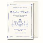 Blue Toile Wedding Invitation, Vintage Wedding Invite, Personalised Digital Invitation
