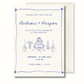 Blue Toile Wedding Invitation, Vintage Wedding Invite, Personalised Digital Invitation