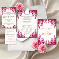 pink floral muslim wedding invitation suite with arabic calligraphy and luxury design