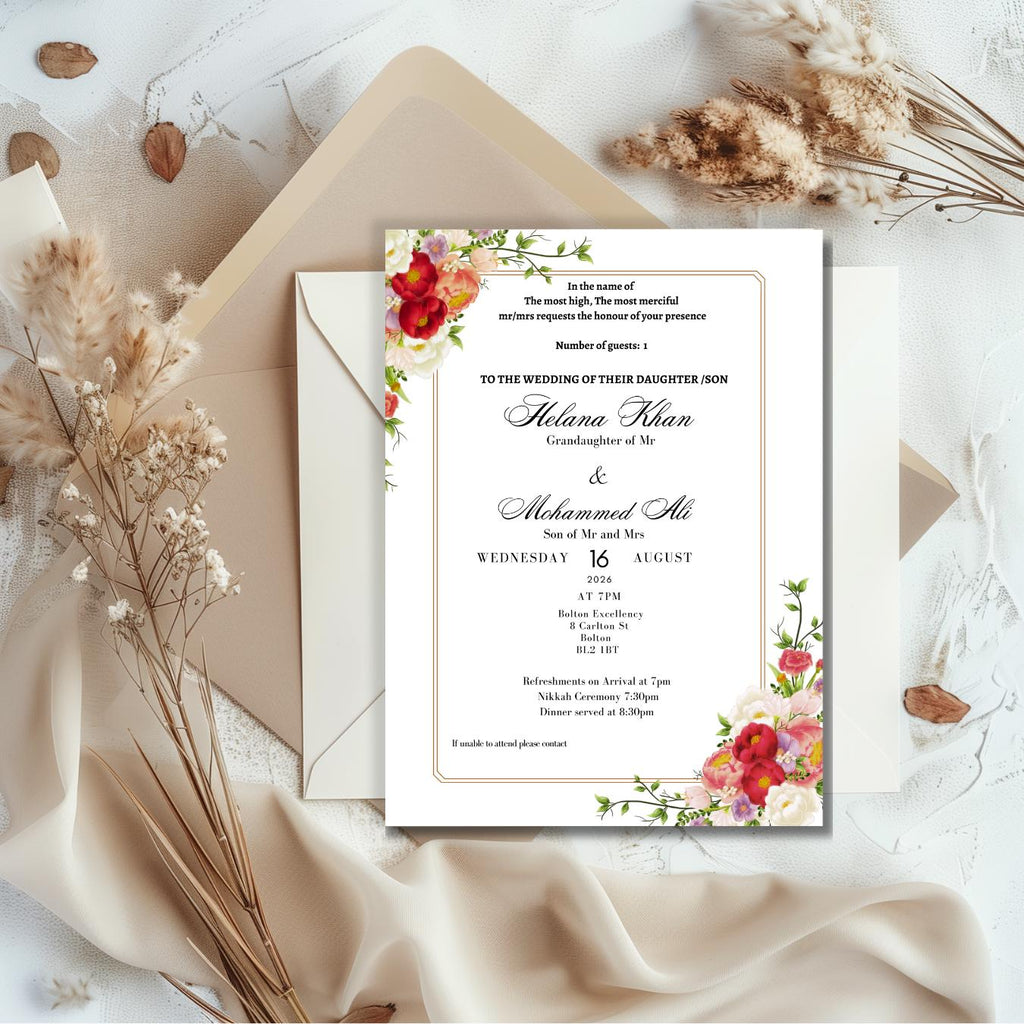 Nikkah Invitation Template, Islamic Wedding Invitation, Muslim Wedding Digital Invite