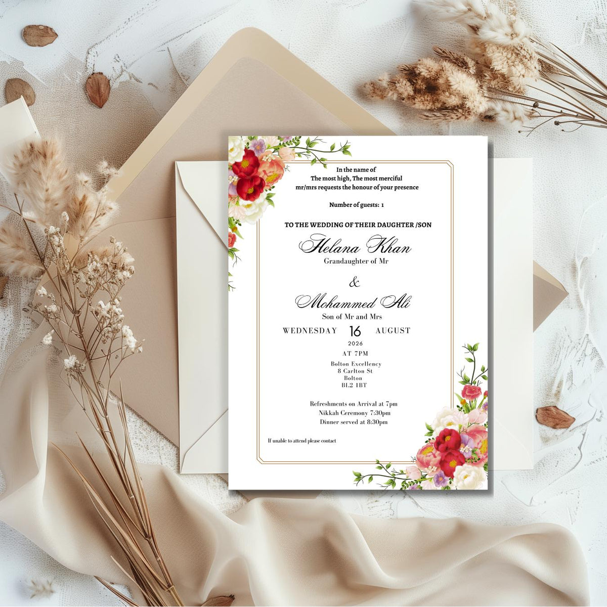 Nikkah Invitation Template, Islamic Wedding Invitation, Muslim Wedding Digital Invite