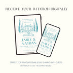 Elegant Wedding Invitation Suite, Blue Floral Wedding Invite, Personalised Invitation Suite