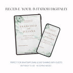 Greenery Wedding Invitation, Botanical Wedding Invite, Personalised Digital Invitation
