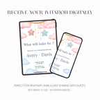 Gender Reveal Invitation Neutral, Minimal Baby Shower Invite, Personalised Invite