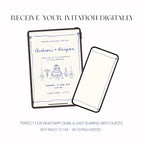 Blue Toile Wedding Invitation, Vintage Wedding Invite, Personalised Invitation