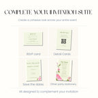 Floral Wedding Invitation Sage Green, Romantic Garden Wedding Invite, Personalised Digital Invite
