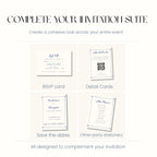 Blue Toile Wedding Invitation, Vintage Wedding Invite, Personalised Invitation