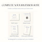 Blue Toile Wedding Invitation, Vintage Wedding Invite, Personalised Digital Invitation