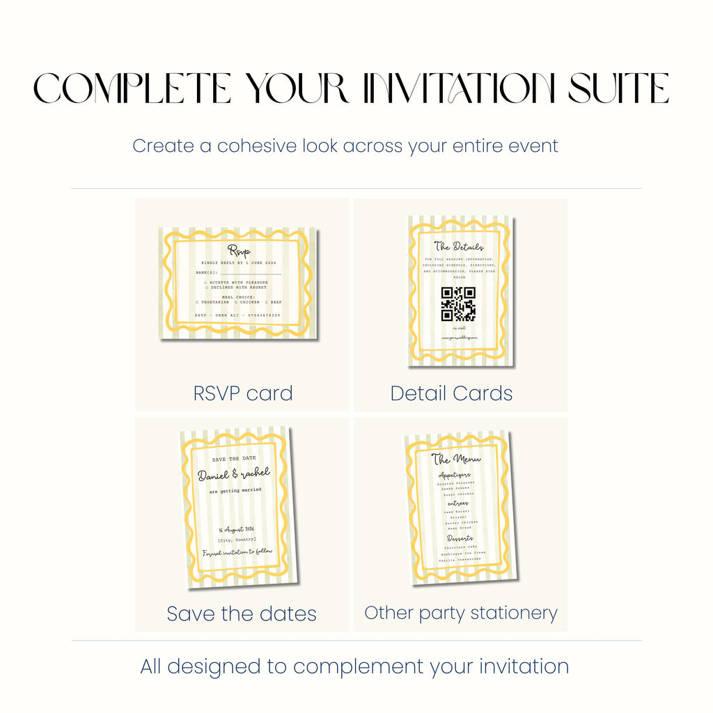 Amalfi Coast Wedding Invitation, Mediterranean Wedding Invite, Personalised Digital Invitation