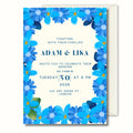 Blue Floral Wedding Invitation, Elegant Wedding Invite, Personalised Invitation