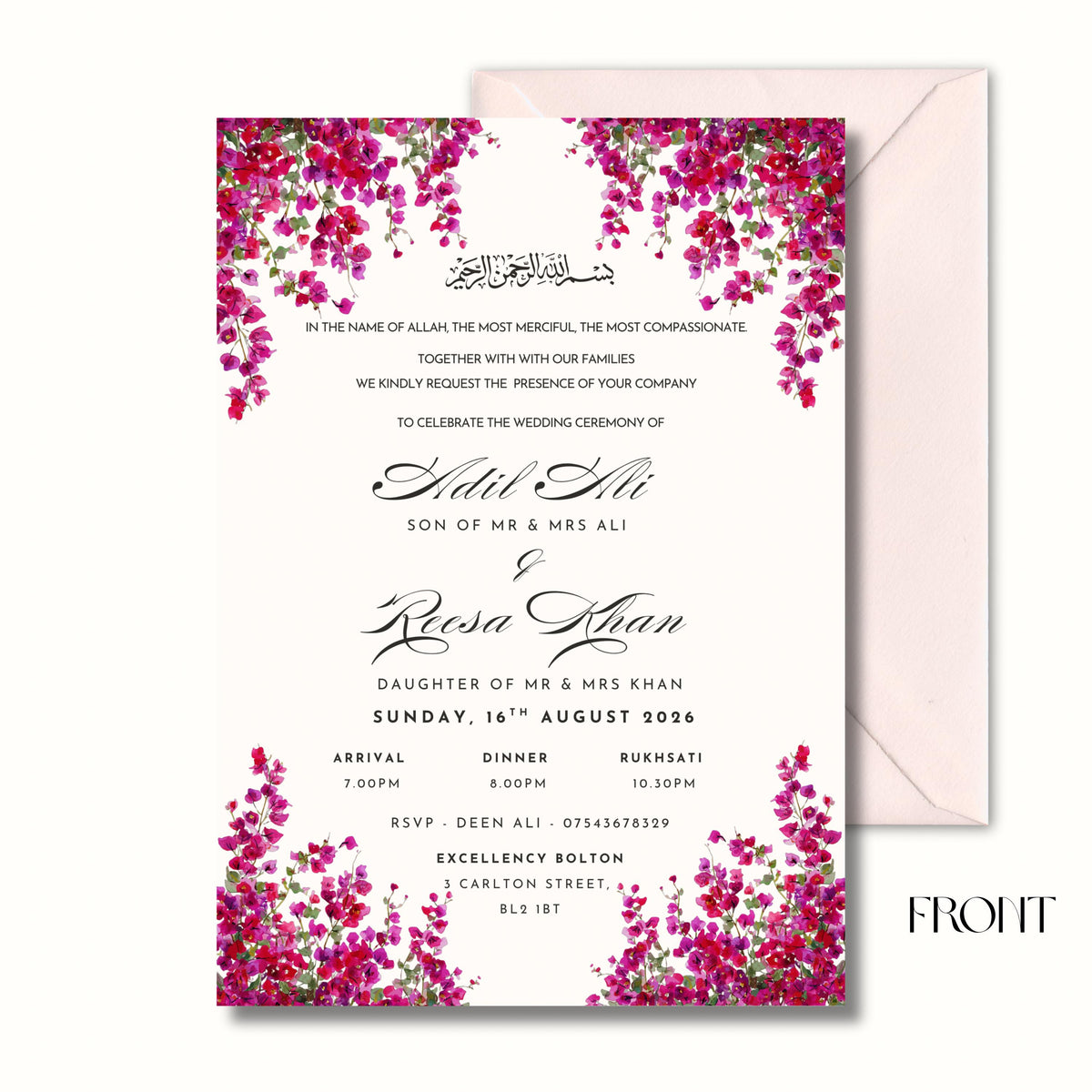 Nikkah Invitation, Islamic Wedding Invitation, Personalised Invitation