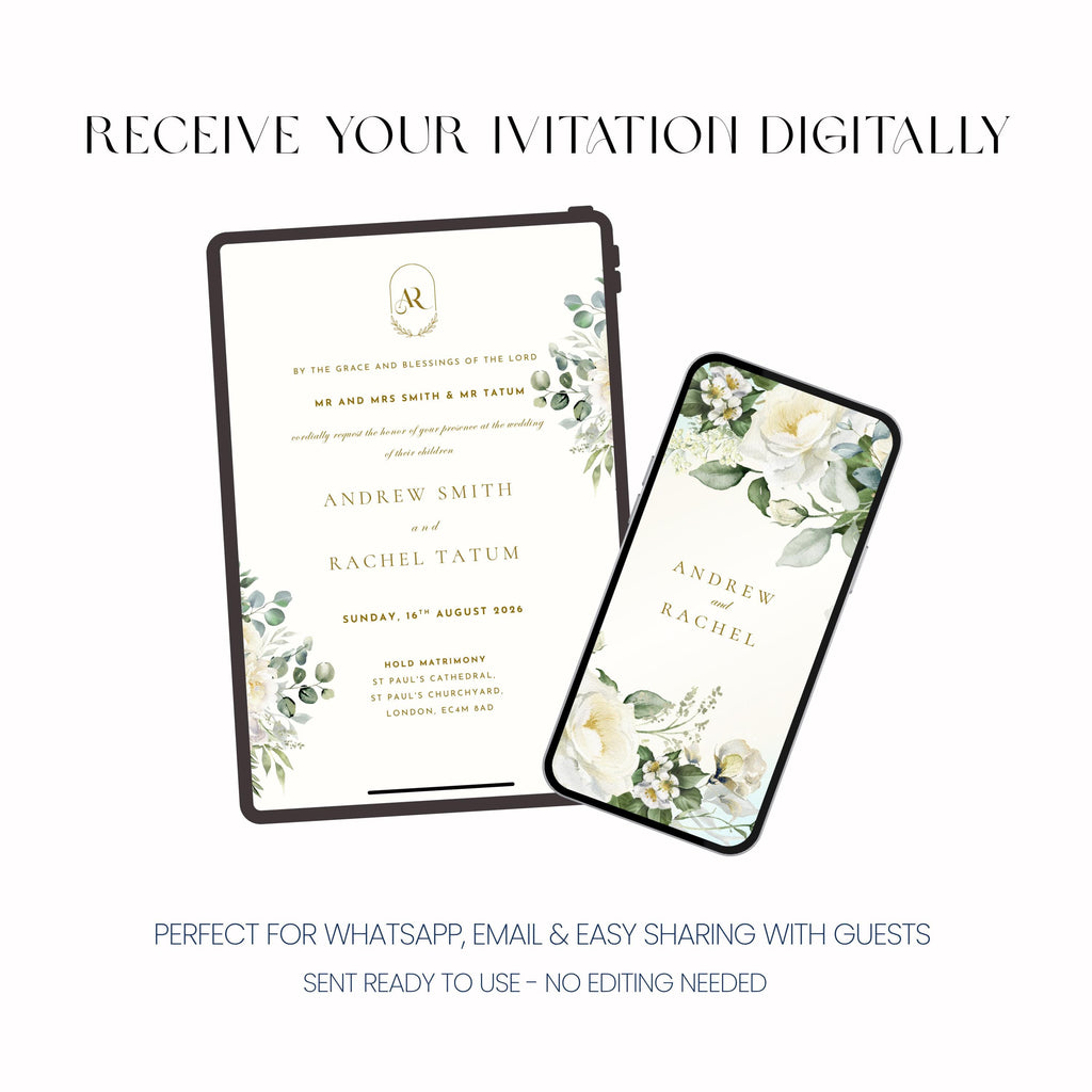 Eucalyptus Wedding Invitation, Greenery Wedding Invite, Personalised Invitation