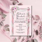 Bridal Shower Invitation, Pink Floral Bridal Shower Invite, Personalised Digital Invitation