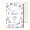 Pastel butterfly 3rd birthday invitation for girls