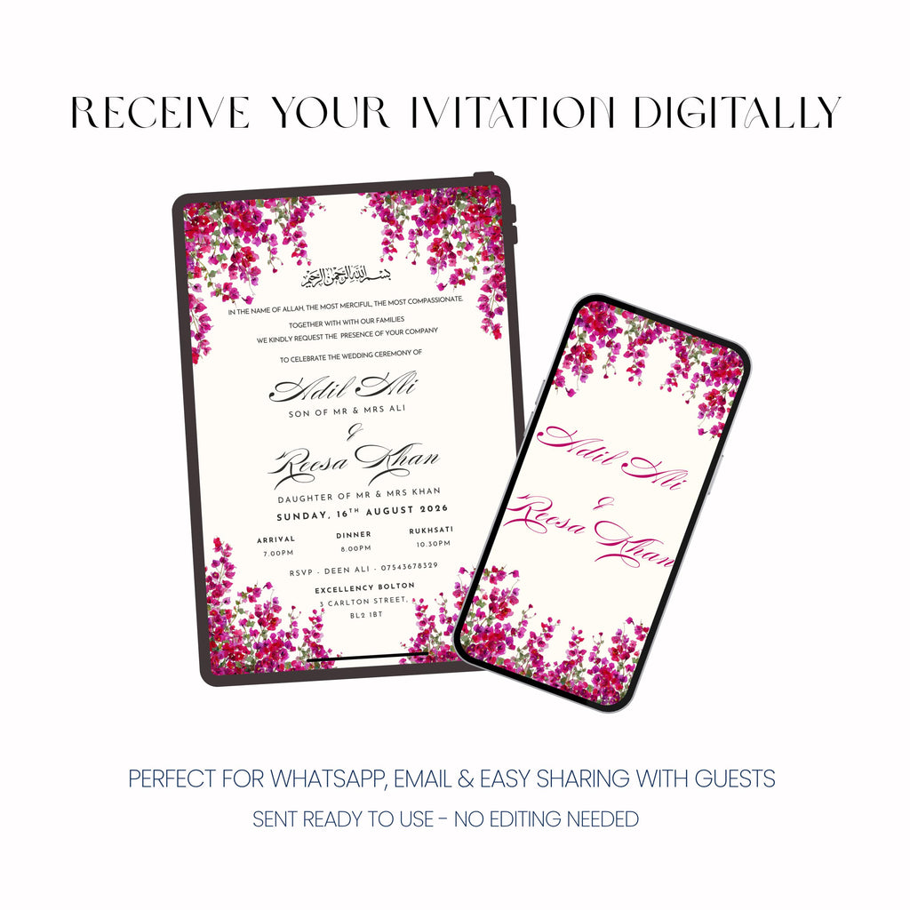 Nikkah Invitation, Islamic Wedding Invitation, Personalised Digital Invitation