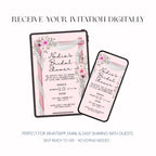 Bridal Shower Invitation, Pink Floral Bridal Shower Invite, Personalised Digital Invitation