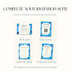 Blue Floral Wedding Invitation, Elegant Wedding Invite, Personalised Digital Invitation