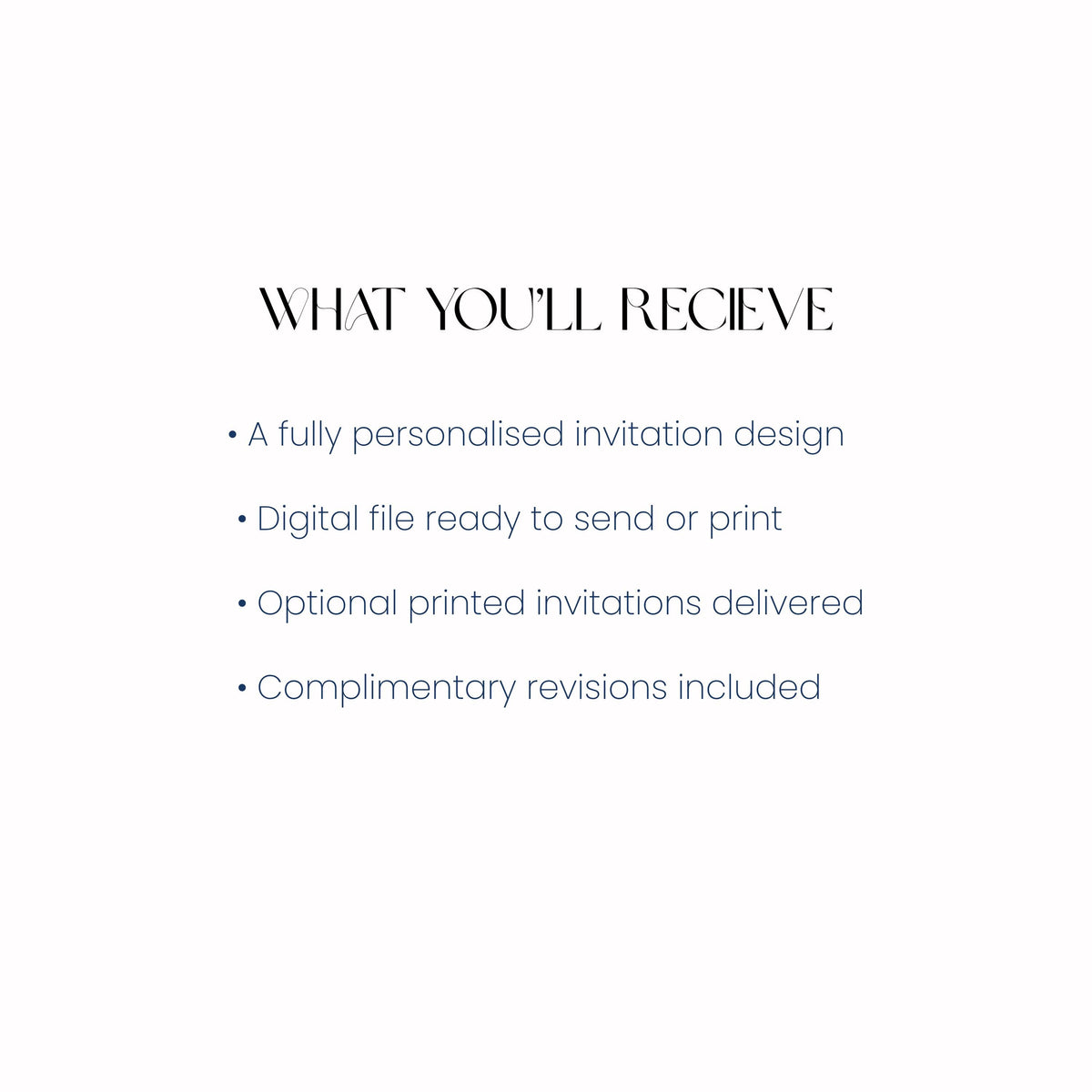 Text listing items included in a service on a white background