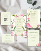 Blush Garden Wedding Invitation Suite | Pink Peony Floral Printed Invites – Shipped to You