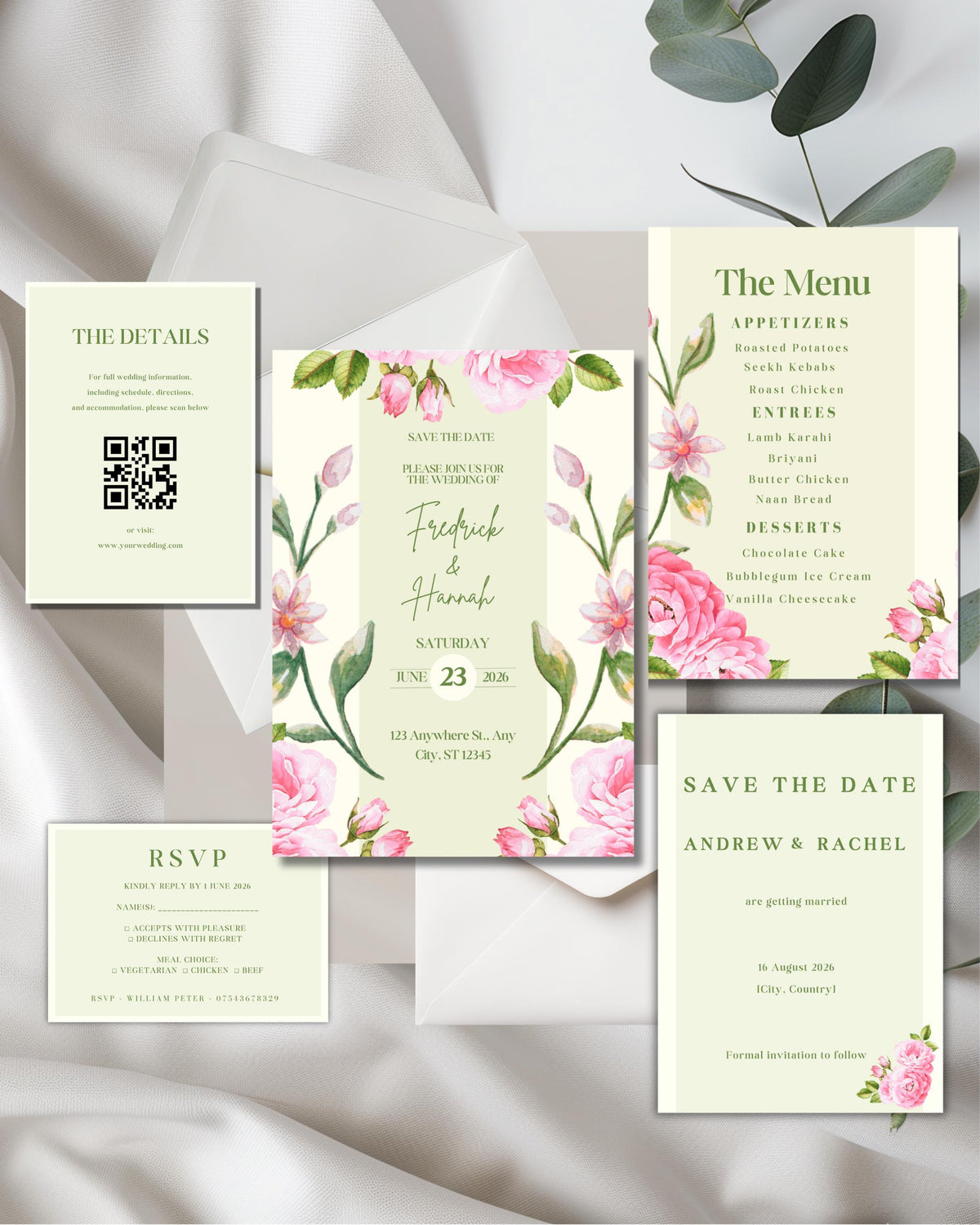 Blush Garden Wedding Invitation Suite | Pink Peony Floral Printed Invites – Shipped to You