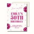 Personalised 50th Birthday Invitation, Pink Disco Party Invite, Digital Invitation