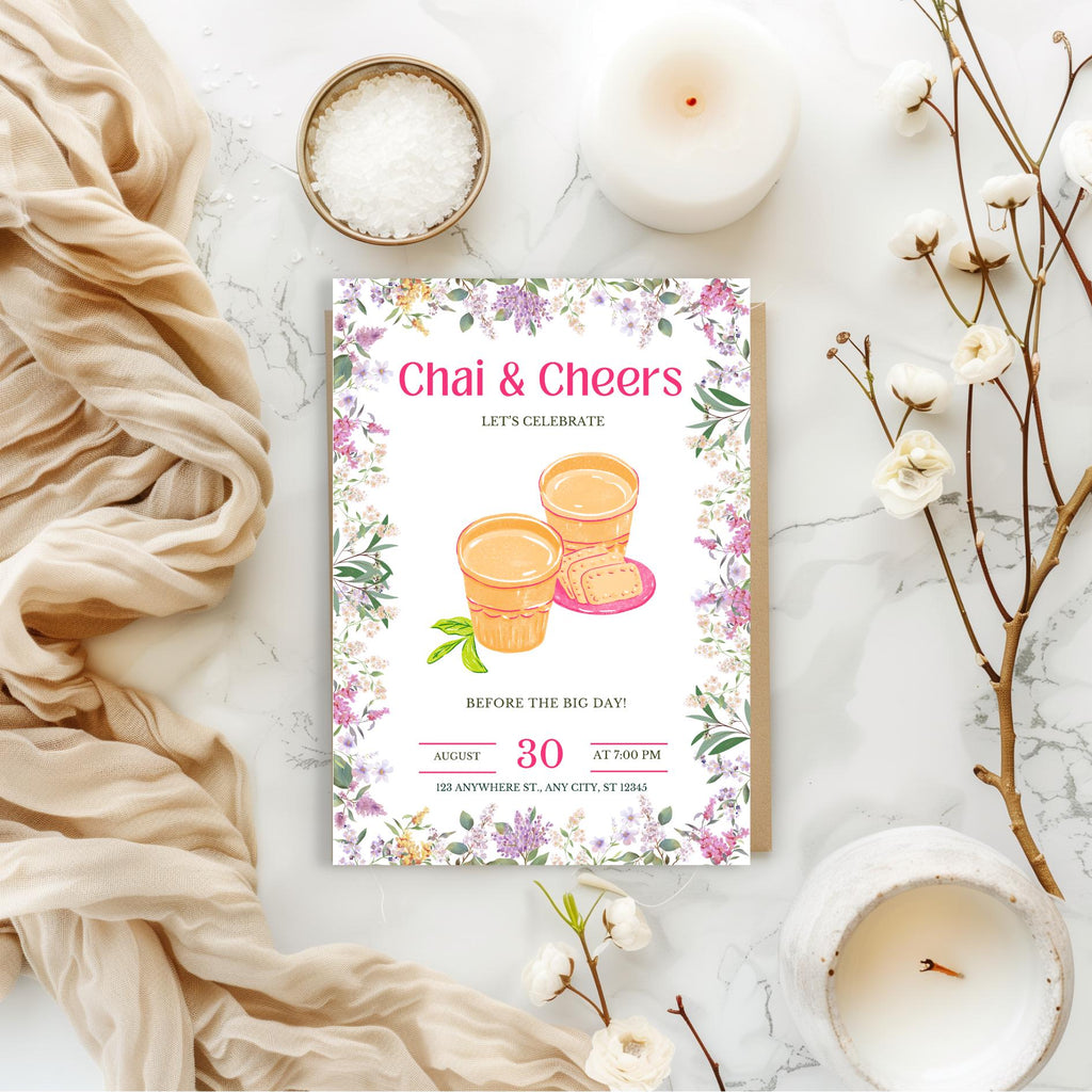 Personalised Mehndi Invitation, Chai Party Invite, Pre Wedding Invitation, Digital Invitation