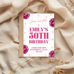 Personalised 50th Birthday Invitation, Pink Disco Party Invite, Printed 5x7 Invitations, Shipped to You