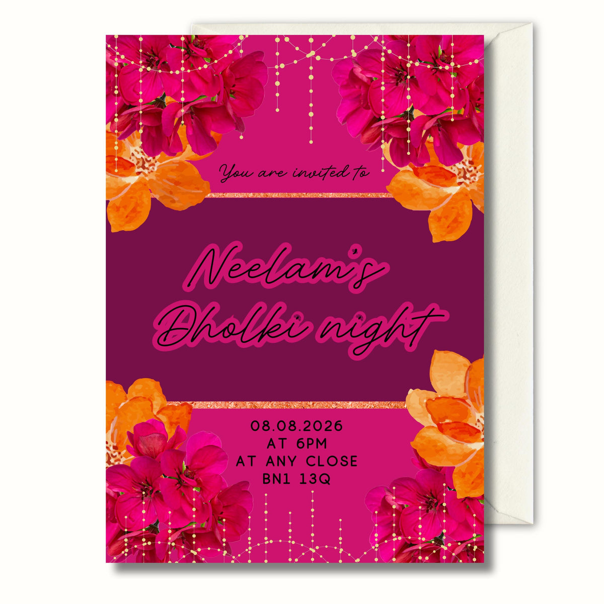 Dholki Night Invitation, Mehndi Party Invite, Personalised Digital Invite, Dholki Party PDF