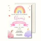 2nd Birthday Invitation, Rainbow Birthday Invite, Personalised Digital Invitation