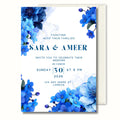 Something Blue Wedding Invitation, Blue Floral Wedding Invite, Personalised Invitation