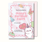 Bunny Birthday Invitation, Kids Birthday Party Invite, Personalised Printed Invitation