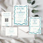 Blue Toile Wedding Invitation Suite, Vintage Wedding Invite, Personalised Invitation Suite