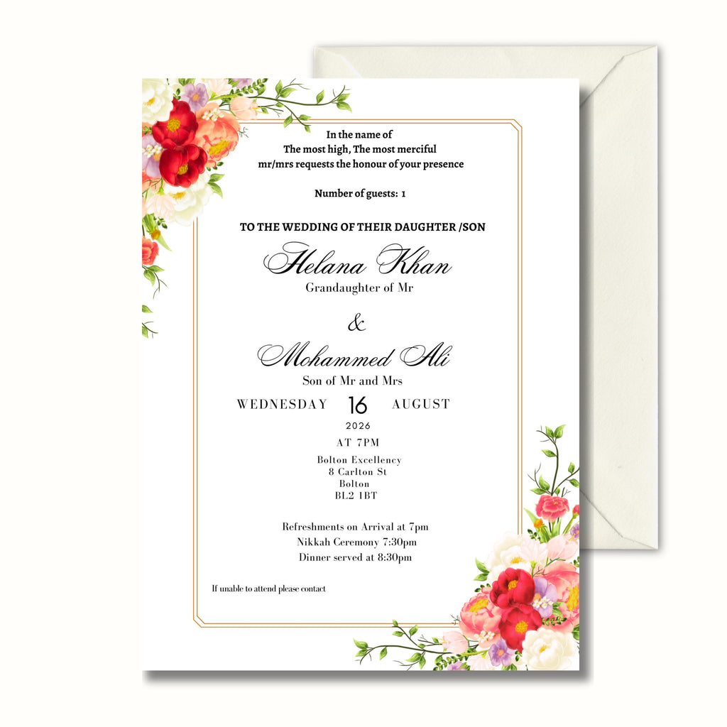 Nikkah Invitation Template, Islamic Wedding Invitation, Muslim Wedding Invite