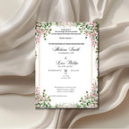 pink floral islamic wedding invitation with elegant botanical border and nikah ceremony design