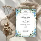 Blue Nikkah Invitation, Islamic Wedding Invitation, Personalised Invite