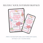 Bunny Birthday Invitation, Kids Birthday Party Invite, Personalised Printed Invitation