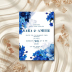 Something Blue Wedding Invitation, Blue Floral Wedding Invite, Personalised Invitation